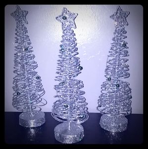 3 mini silver xmas trees